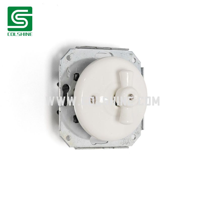 Rustic Ceramic Flush Mounted Retro Stair Light Switch White